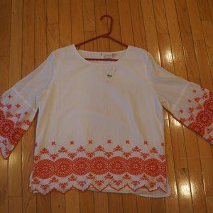 Ny & Co White  with Orange Top. Size Large NWT